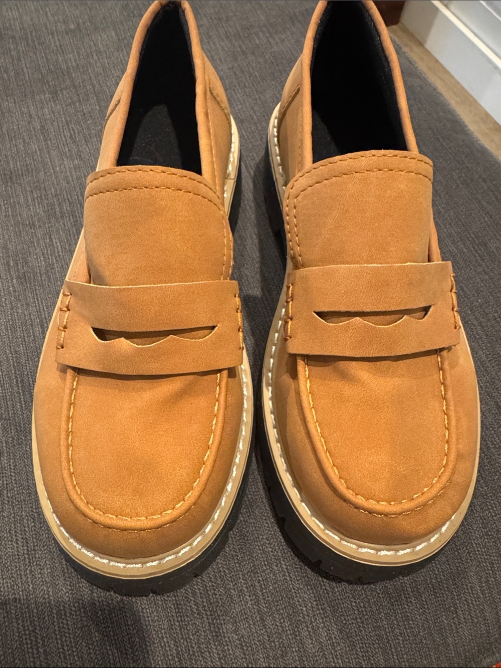 Women’s Tan Suede Penny Loafers. Brand new-size 38 - fits like size 7.5